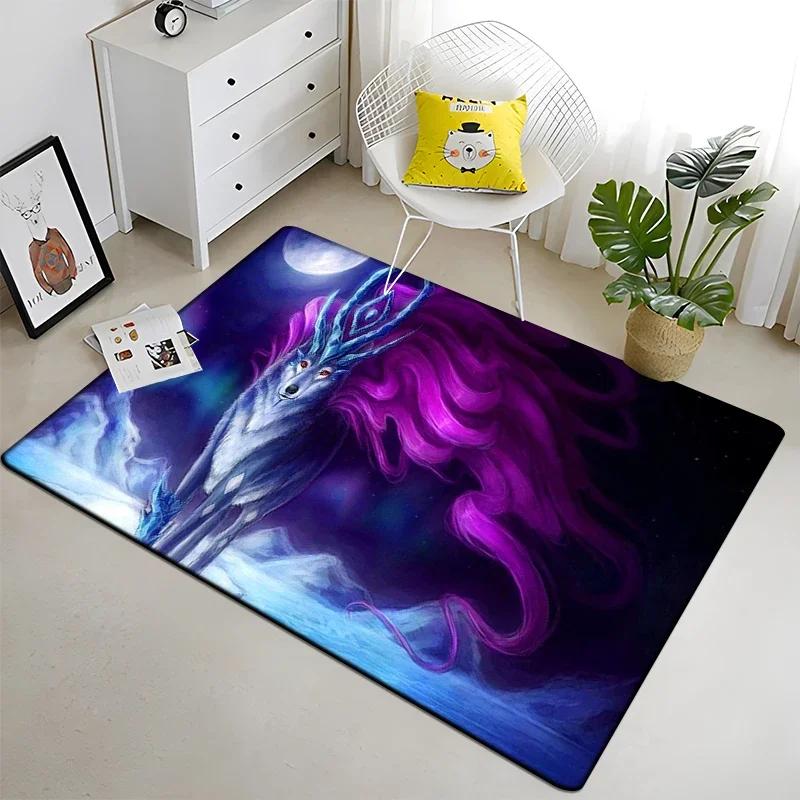 Wolf and Moon Pattern Carpet for Living Room Bedroom Home Decor Non-Slip Sofa Coffee Table Large Area Rug Soft Yoga Floor Mat