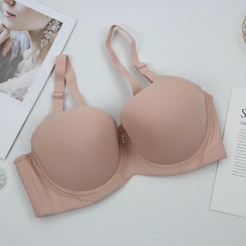 Roupa Íntima de Recolhimento Sem Costura Top Ajustável de Suporte Sutiã Anti-Flacidez Confortável para Mulheres Cor Sólida Sutiã Fino