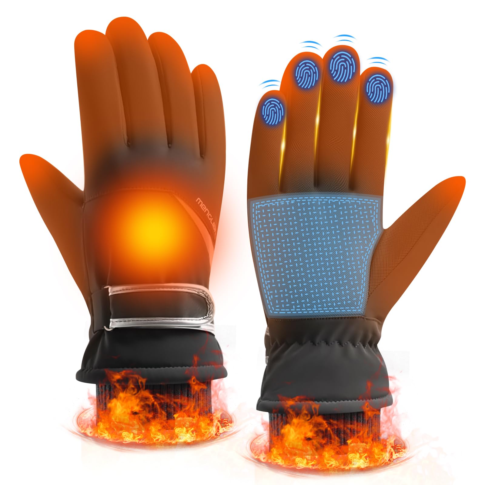 

HORADON Зима в 3 флисовые сенсорные зимние для и велоспорта Перчатки мужские, Самонагревающиеся Секунды, Ультра-теплые 38°C, Подкладка, Совместимые, Тепло, чёрный