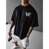 European Size Butterfly Pattern Short-Sleeve T-Shirt, Showcasing American Fashion. This Printed Base Layer Is an Oversized, Loose-fit Casual Top
