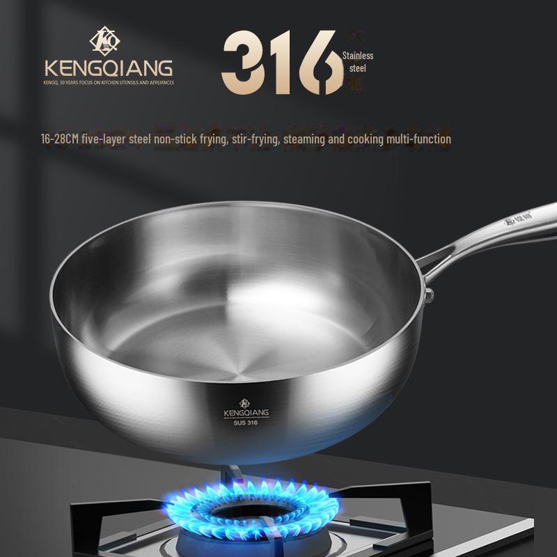 Universal German 316 Stainless Steel Non-Stick Frying Pan for Induction & Gas Stoves