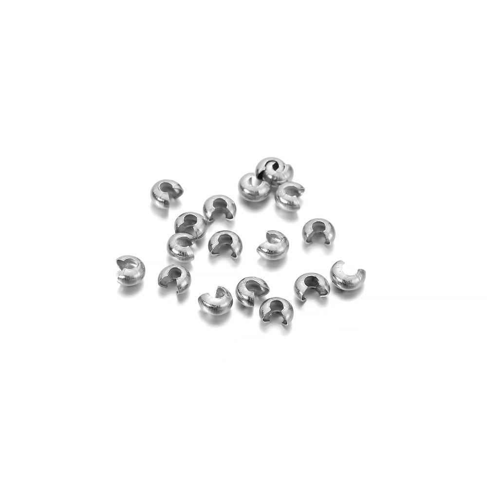 50Pcs/Lot 3/4/5mm Stainless Steel Cover Crimp Bead Spacer Stopper Crimps Beads for DIY Jewelry Making Findings Accessories