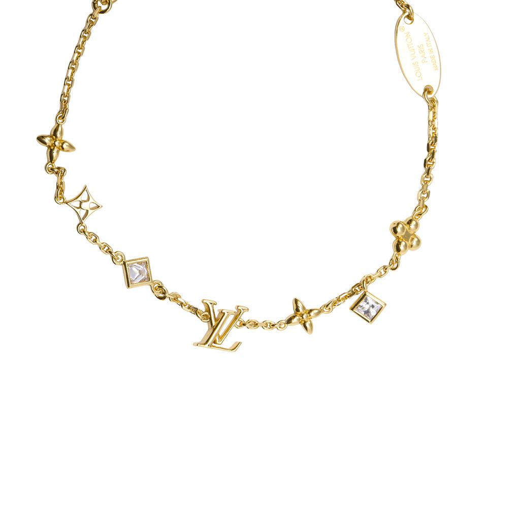Louis Vuitton Interwoven Monogram Flower Pattern Metal Bracelet Women bracelet Gold M1040A