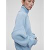 Knitted Lady'S Sweater Stand Collar Drop Shoulder Sleeves Loose Oversized Zippers Fluffy Pullover Autumn Casual Jumper
