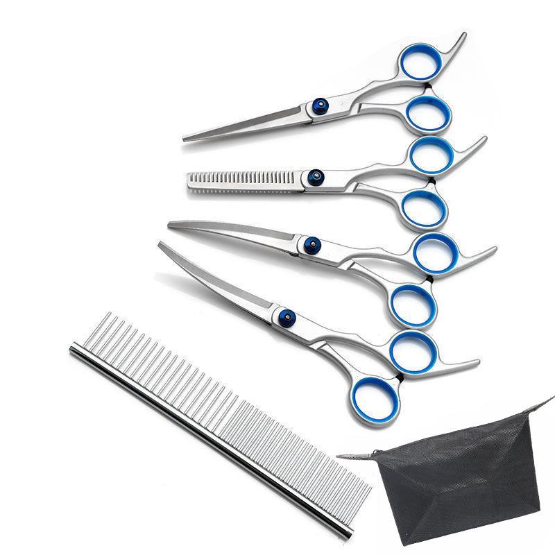 Professional Pet Grooming Scissors Set: Curved Trimming Shears for Dog Hair & Teddy Cuts