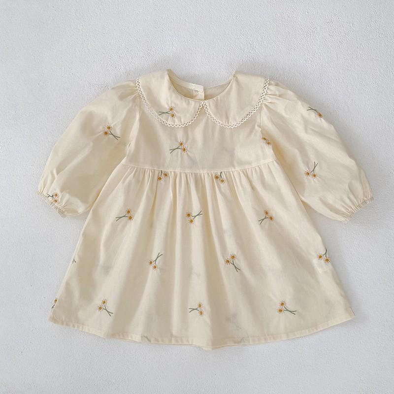 Baby Girls Long Sleeve Embroidery Dress Princess Style A-Line Toddler 4 Years Old