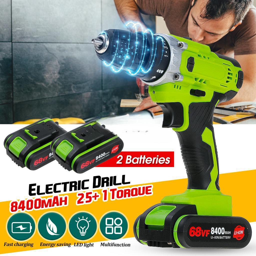 Screwdriver Driver And LED Worklight And 8400mAh Battery  25+1 N.M Electric Cordless Drill 68V