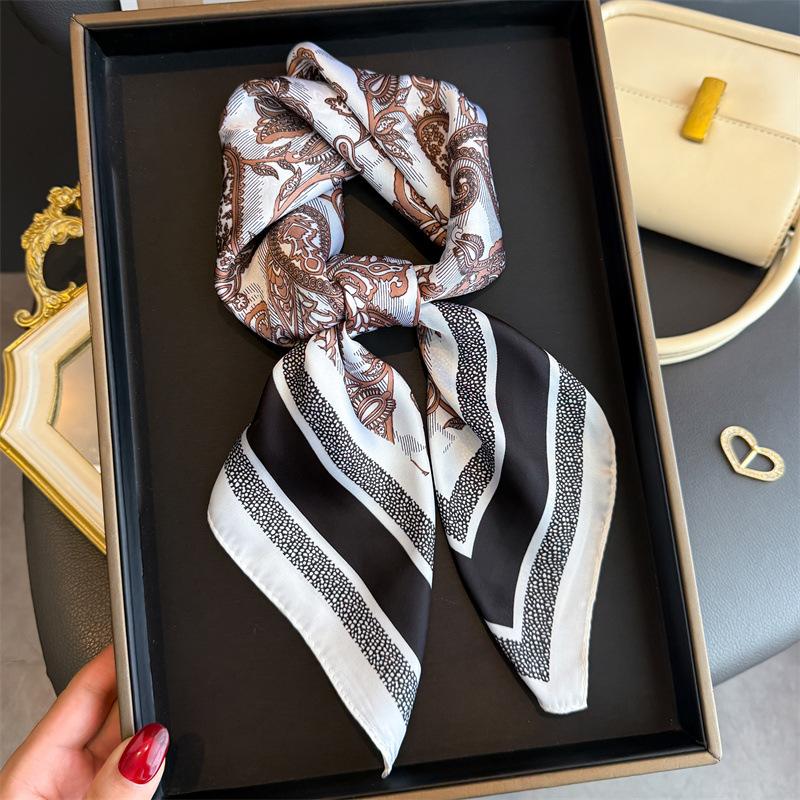 Ny Mote 70X70cm Trykt Dameskjerf Pashmina Silkeskjerf Firkantet Sjal Dekorativt Pannebånd Hals Luksusdesign Bandana