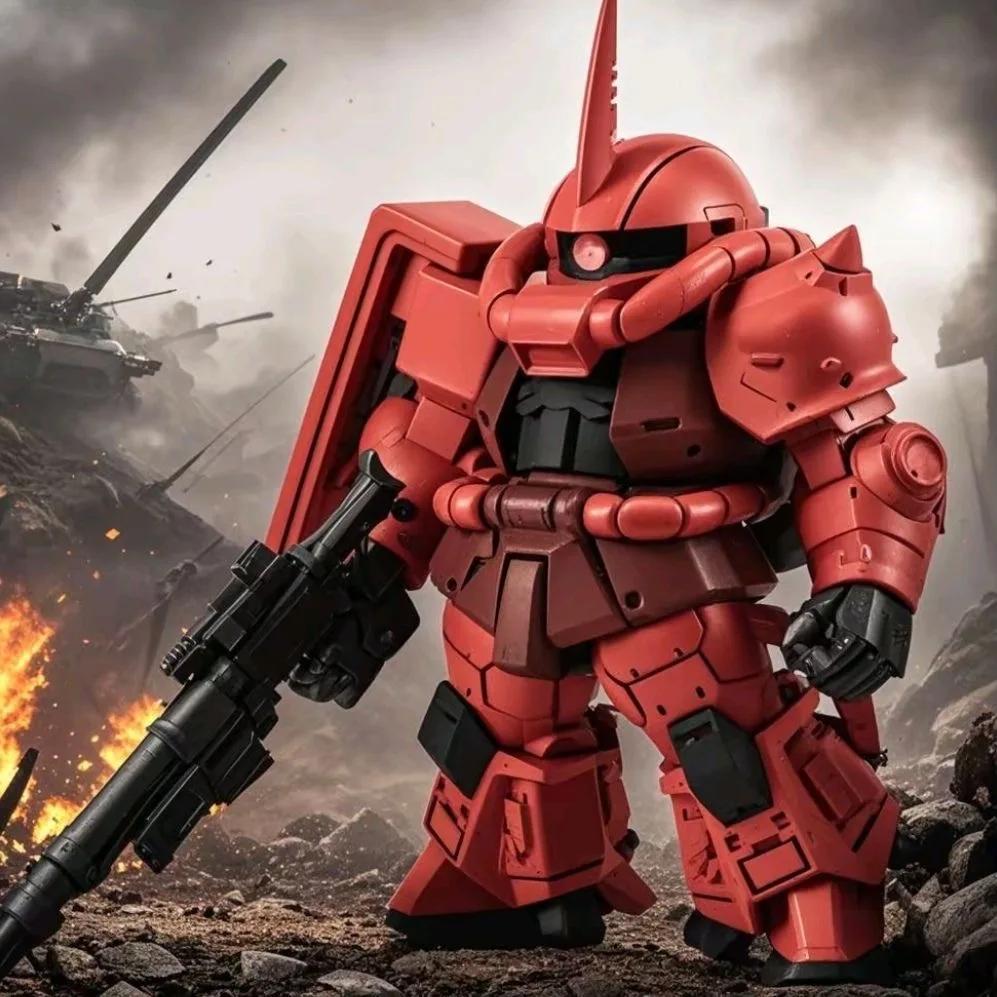 Cute Assembly Model Toy Zaku Ii Mass Production Een Version Q Version Mobile Suit Robot Model Kit for Ages 8 And Above Gift