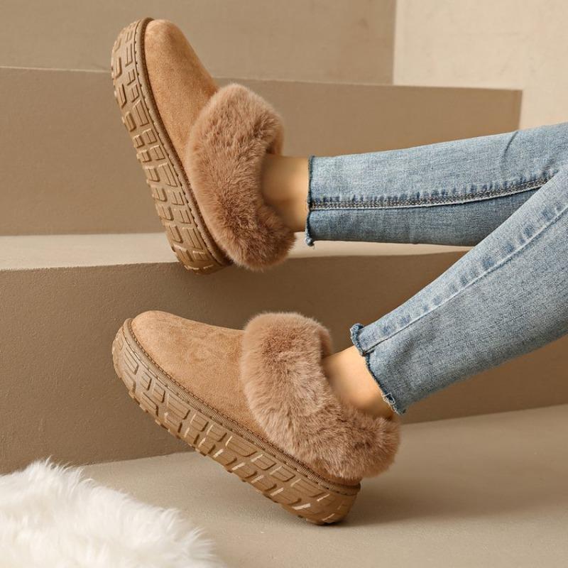 Foreign trade new plush thickened wool half tray cotton shoes women's cross-border suede warm large size plush cotton shoes
