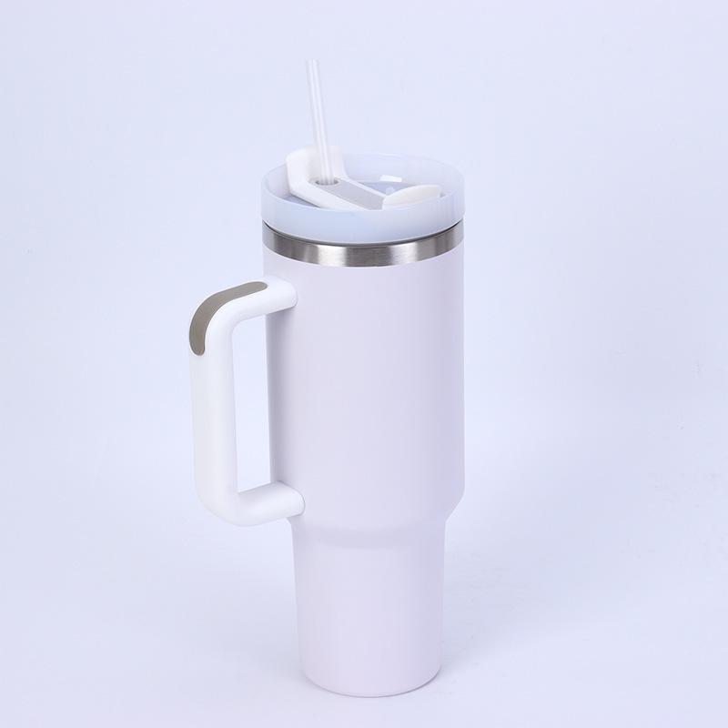Large Capacity Insulated Stainless Steel Car Cup with Handle and Straw - Double Layer for Cold Retention (Ice Buster)