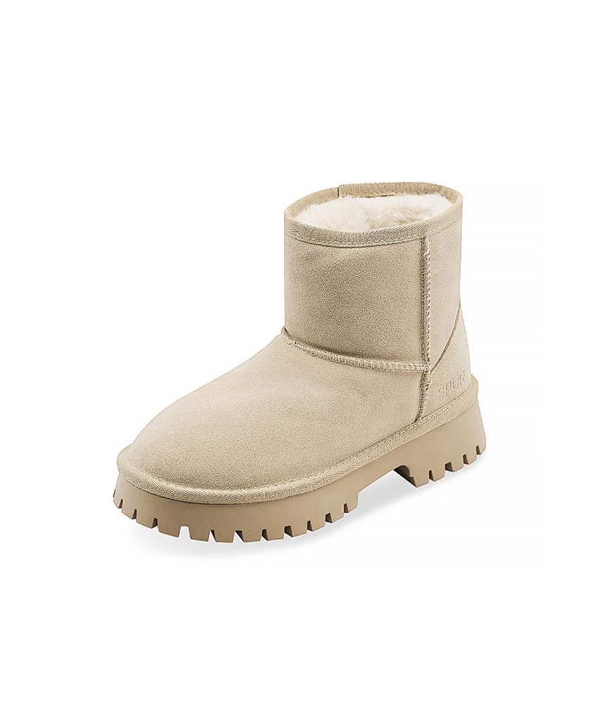 Spur Lambs Wool Natural Cowhide Sheepskin Mid-Calf Boots 5Cm -Sa9045 (3Color)