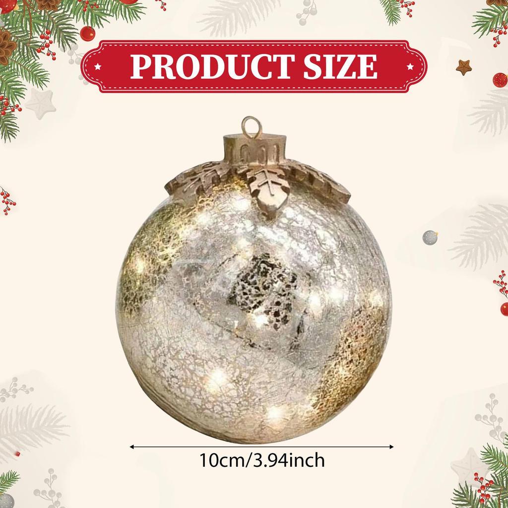 Led Lights up Glass Ball Christmas Ornament Decorative Baubles 10cm Orb Warm Light Lamp for