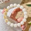 Bodhi Seed Bracelet Men Women 18 Beads 12mm Handcrafted Mahjong Theme Lucky Charm Natural Finish