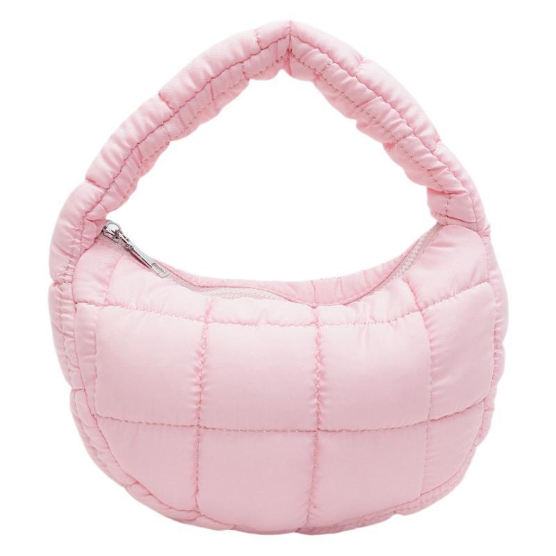 Niche versatile pleated plaid cloud bag underarm bag 2025 new cotton clothing bag fashionable and simple bubble handbag
