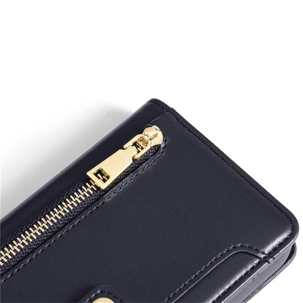 For Samsung Galaxy F06 5G Leather Case Zipper Pocket Wallet Phone Cover with 2 Straps