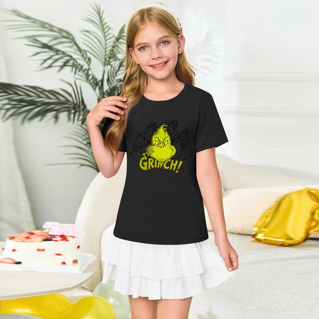 Fashionable Round Neck Short Sleeve Work Clothes Printed Tops For KID Summer Tops