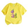 Cute Kids Boys Girls 100% Cotton Crew Neck Short Sleeve T-Shirt, Adorable Cartoon Dinosaur with Party Hats Print Casual Lightweight Tee for Children D