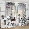 2pcs- Christmas - Pine and Cardinal Bird Design Printed Curtains, Pole Bag Home Decoration, Room Decoration