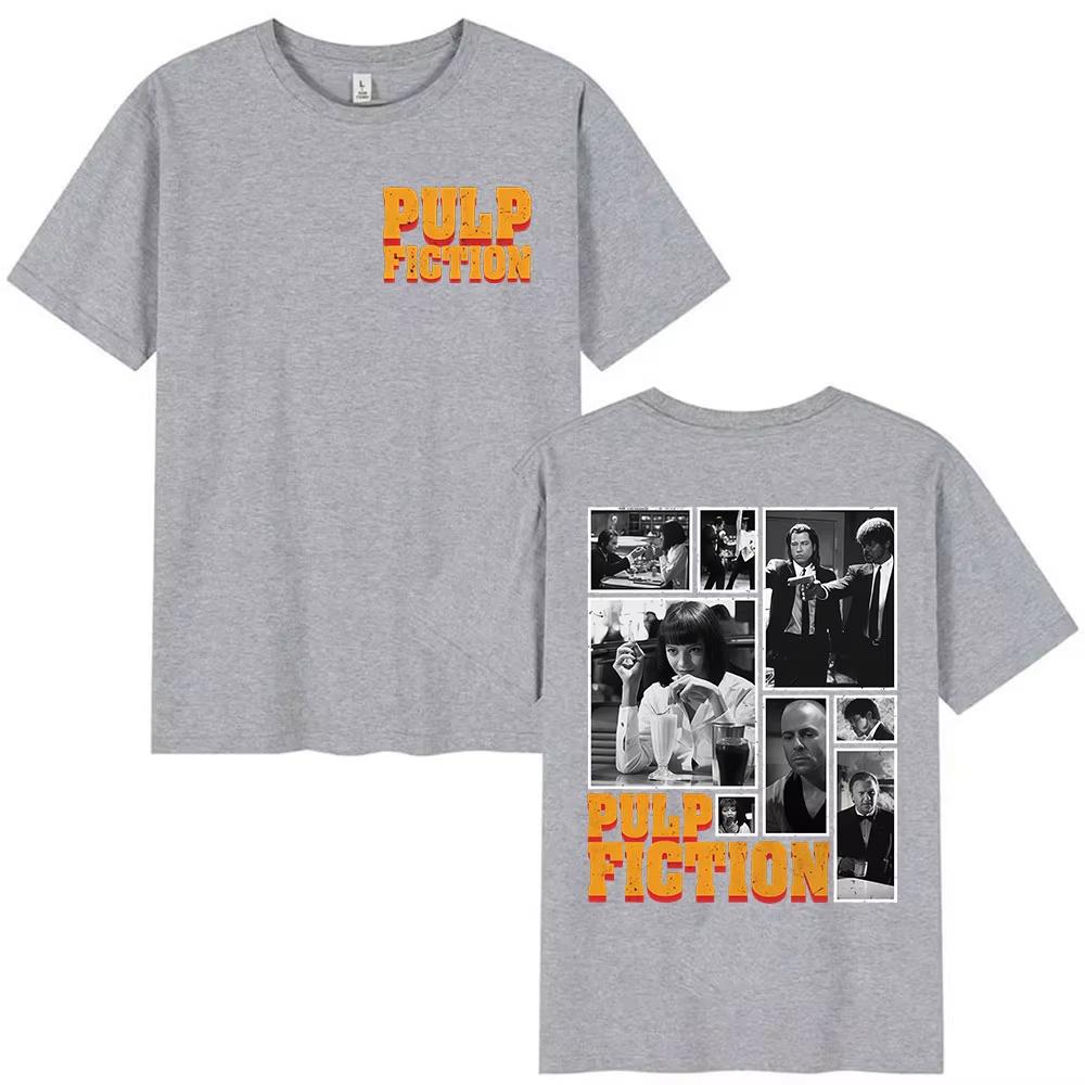 Maglietta Grafica Classico Film Pulp Fiction Uomo Donna Vintage Alta Qualità Cotone T-shirt Harajuku T-shirt Streetwear Y2k