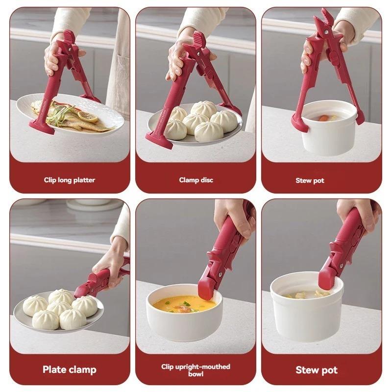Nový 2v1 Multifunkční Klip na misku proti opaření Jídlové misky Kleště Silikonový Kuchyňský Klip na misku Nádobí Odolný Protiskluzový Úchyt Klip proti horku Kuchyňský