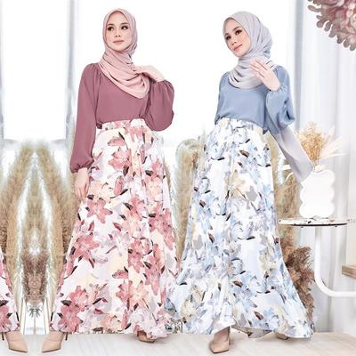 Middle Eastern & Southeast Asian Print A-Line Mid-Length Skirt