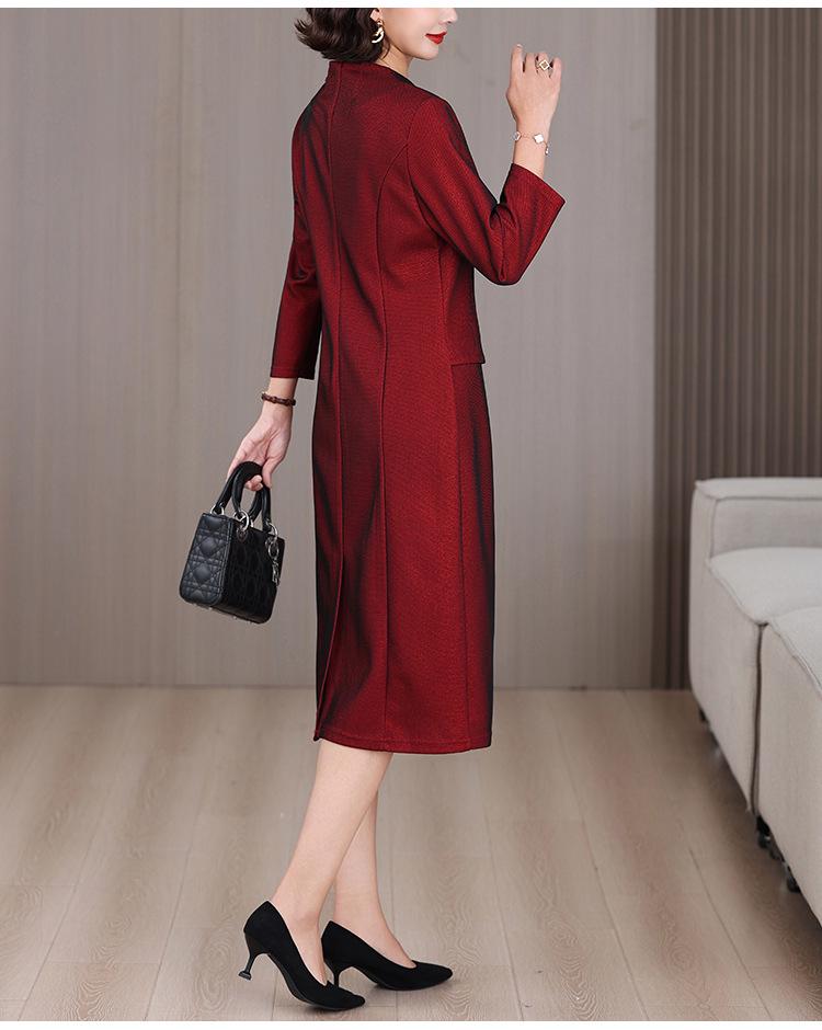 Elegant Rhinestone Two-Piece Dress for Women - 2025 Autumn/Winter Mother-in-Law Wedding Banquet Formal Dress