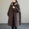 Fat winter coat medium and long new large size loose lamb wool age-reducing hooded thickened coat women