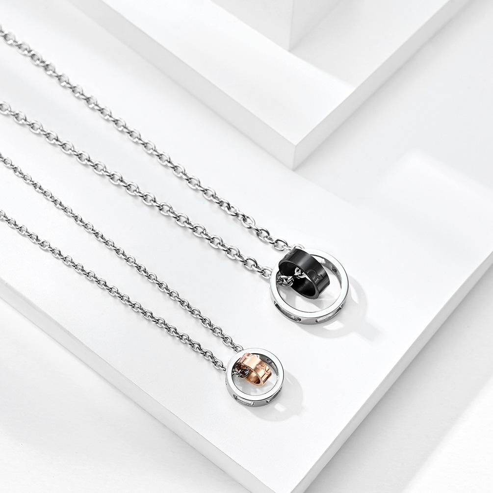 Korean Version New Beauty and Beast Titanium Steel Couple Necklace for Men and Women Pendant