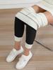 High-Waisted Fleece-Lined Lambswool Leggings for Women - Thick, Elastic, Skinny Cotton Pants for Outdoor Wear