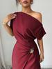 Summer Off-Shoulder Dress for Women, Solid Color Split Elegant Slim Fit Bodycon Maxi Dress