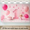 First Birthday Party Banner, Polyester Photo Backdrop for Home Room Wall Decor and Props