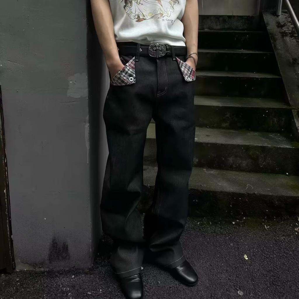 American Retro Jeans Men's Spring and Autumn New Trendy Brand Loose Wide Legs Ins High Street Straight Trousers