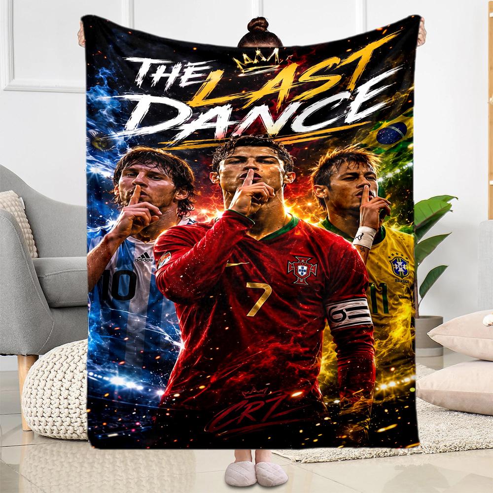 Ronaldo's Powerful Football Legend Cr7 Blanket Comfortable Perfect for Chair Sofa Office Four Seasons Multipurpose Digital Print