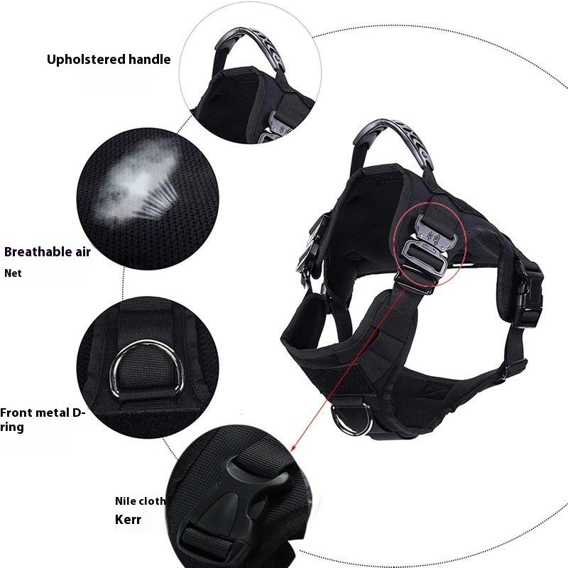 Vestă tactică pentru câini - Ham de piept din nailon durabil pentru câini de talie mare, vestă de dresaj reglabilă și protecție pentru exterior