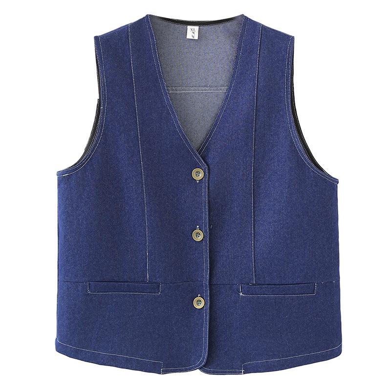 2026 Plus Size Women's V-Neck Denim Vest: Slimming, Versatile Cardigan for Spring/Autumn
