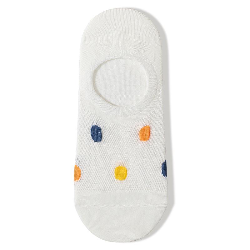 Women s Spring/Summer Polka Dot Mesh Breathable Low-Cut Invisible Socks - Thin Pure Cotton One Size белый