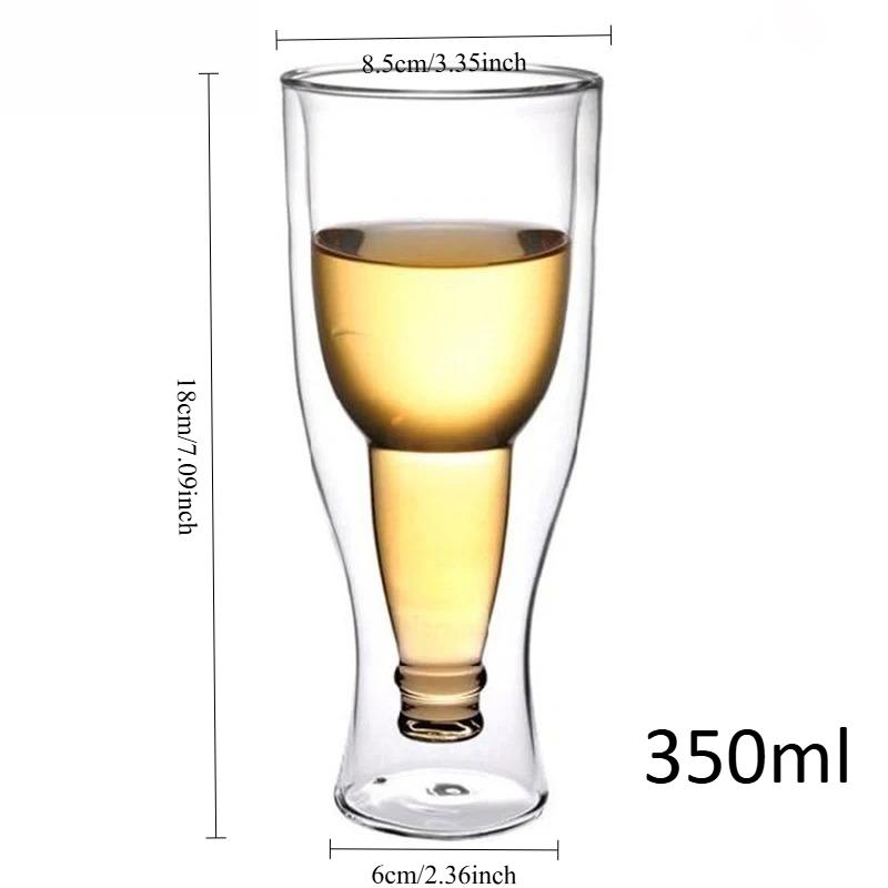 Creative Wine Bottle Model Glass Cup Double-layer Wineglass Beer Wine Glasses Espresso Coffee Cup Whiskey Tea Milk Mug Drinkware