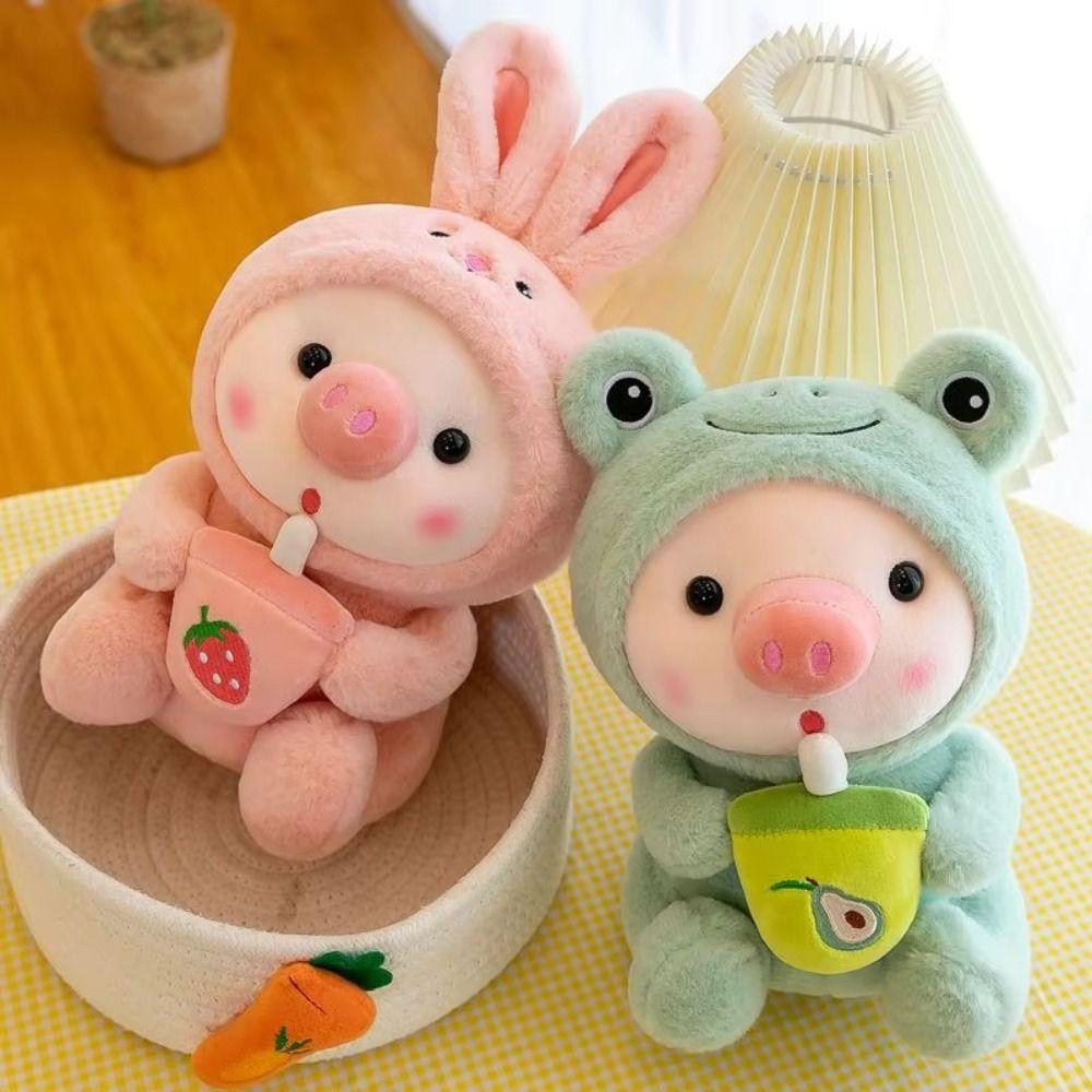 Kawaii Style Cartoon Pig Plush Toy Cute Cartoon Design Milk Tea Plush Toy Girls Gift
