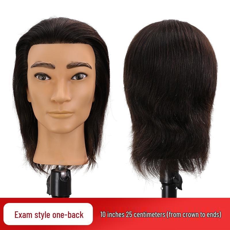 Men's Beard Model Head with Human Hair for Styling, Perming, and Dyeing - Perfect for Apprentice Practice in Barbershops.