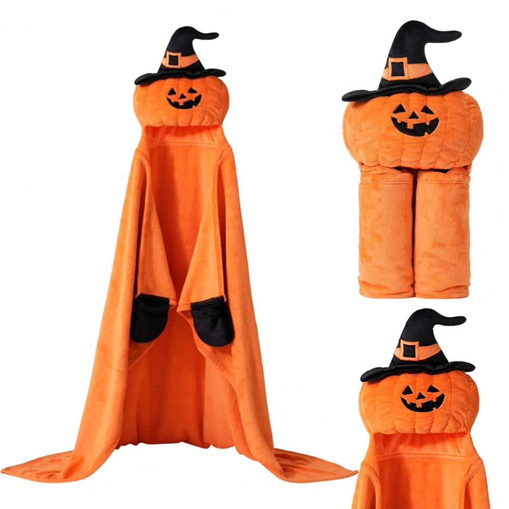 Unique Halloween Gift Idea Halloween Atmosphere Blanket Cozy Halloween Hoodie Blanket for Adults with Pocket