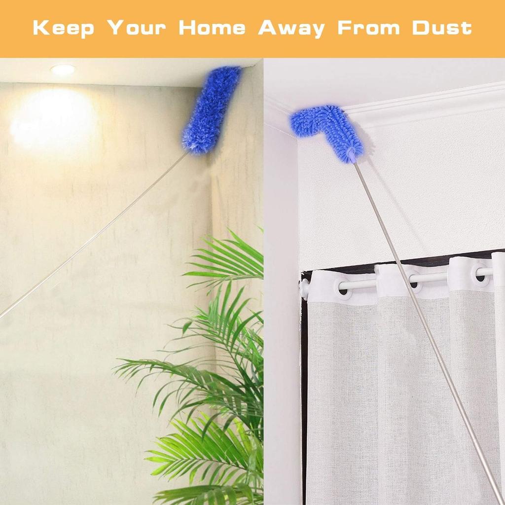 Professional Microfibre Dusters for Cleaning - Extendable 30-81" Cobweb Remover Kit Bendable Design for High Ceilings