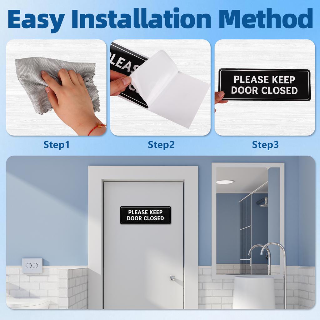 Haiabei 3 Stück Badezimmer-Schild Aufkleber Für Geschäft Und Zuhause Selbstklebend Niedliche Badezimmer-Dekoration Bitte Tür Geschlossen Halten Für Tür Wate