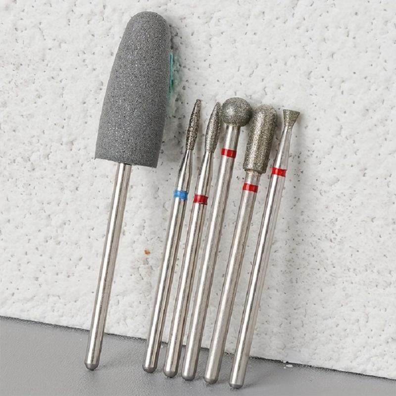6Pcs Diamond Sand Nail Drill Bits Multi Functional Cuticle Polishing Set for Electric Manicure File Nail Care Routine Use