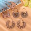 6Pcs Bohemian Ethnic Exquisite Carved Hollow Drop Earrings Women Vintage Geometric Vacation Style Hanging Earrings Daily Jewelry