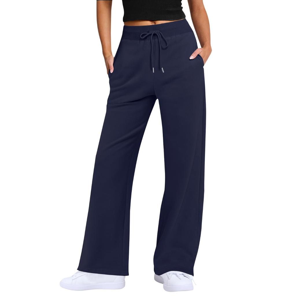 Fall Winter Women's High Waist Drawstring Solid Color Casual Sweatpants Leisure Leisure Long Pants