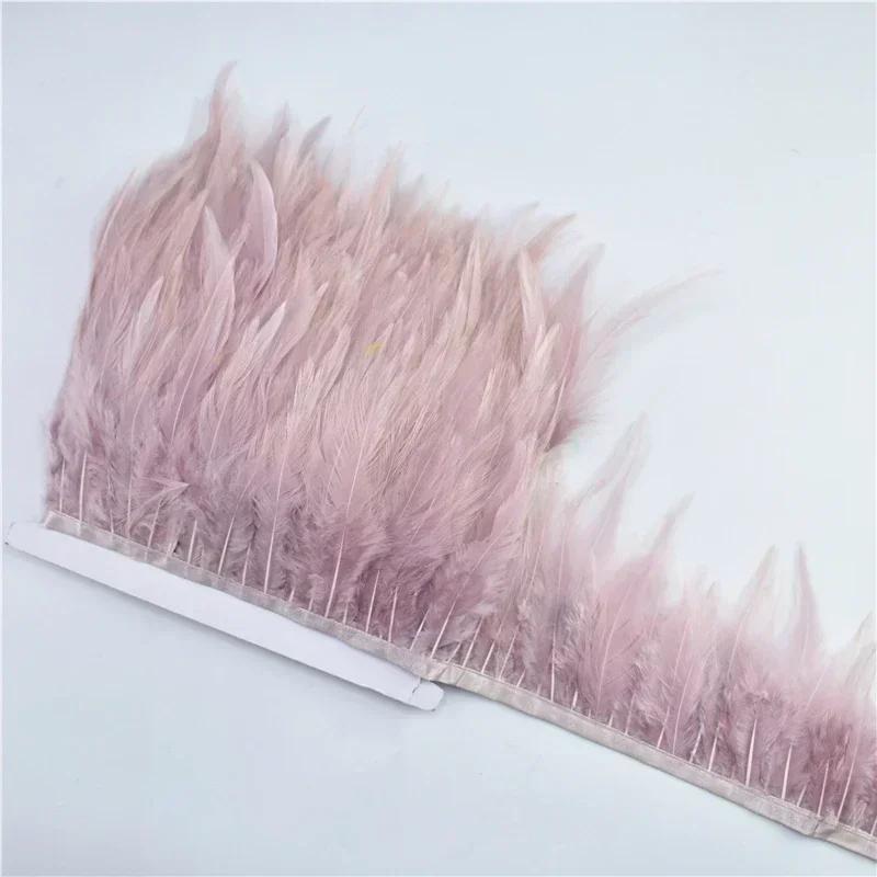 10Meters Saddle Pheasant Feathers Fringe for Clothes Ribbon Cock Feather Trim Flecos Tassel Needlework Decoration Sewing Decor