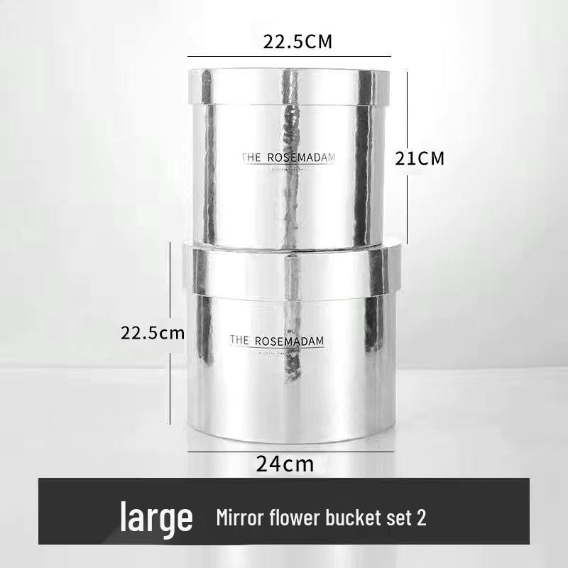 

Large Silver Flower Bucket for Fresh Bouquet and Gift Packaging