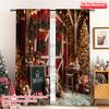 2pcs 2D Flat Printing Merry Christmas Curtain Christmas Romance Versatile 100% Polyester Without Electricity Birthday Party for