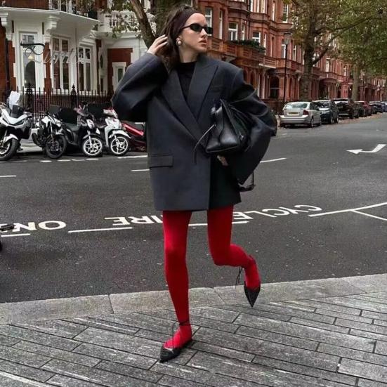 Strumpfhosen für Damen, ultradünn, durchsichtig, rotes Netzgewebe, hohe Elastizität, hohe Taille, rutschfest, einfarbig, Minirock für Pendler, Dating, Partys, passende Strumpfhosen